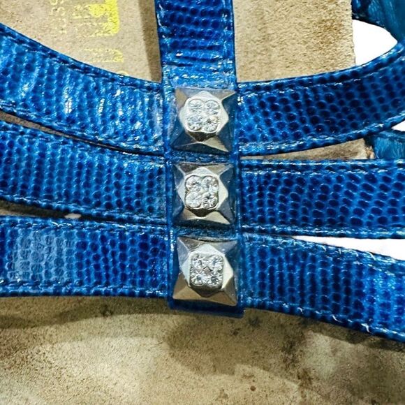 TATAMI BY BIRKENSTOCK Blue Patent Leather Rhinestone Leather Sandals Size 10 (41 - Picture 7 of 7